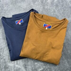 Best Made Co Shirt Mens 2XL Blue Brown (LOT OF 2) Short Sleeve Cotton Crewneck